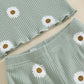 Short Sleeve Daisy Ribbed Toddler Set - Wearebambino - 9 - 12 M - Short Sleeve Daisy Ribbed Toddler Set