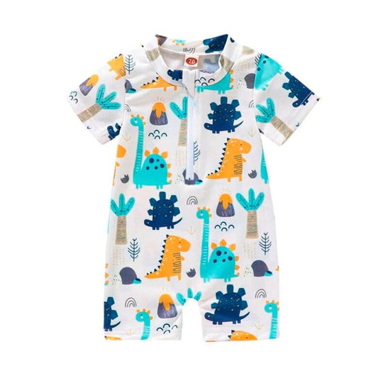 Short Sleeve Dino Swimsuit - Wearebambino - 0 - 3 M - Short Sleeve Dino Swimsuit