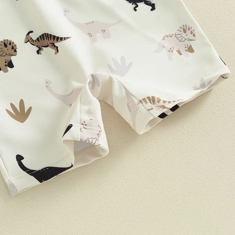 Short Sleeve Dino Zipper Baby Swimsuit - Wearebambino - 0 - 3 M - Short Sleeve Dino Zipper Baby Swimsuit