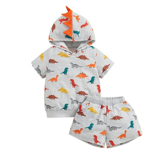 Short Sleeve Dinosaurs Toddler Set - Wearebambino - 2T - Short Sleeve Dinosaurs Toddler Set