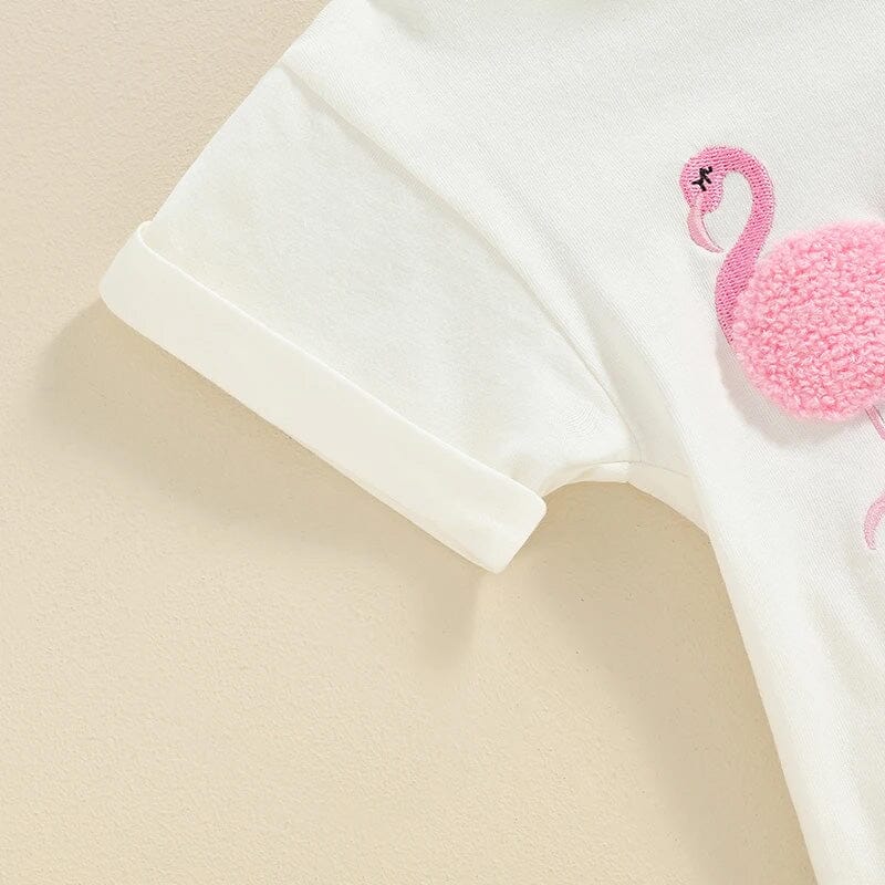 Short Sleeve Flamingo Baby Bodysuit - Wearebambino - 0 - 3 M - Short Sleeve Flamingo Baby Bodysuit