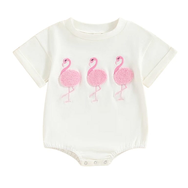 Short Sleeve Flamingo Baby Bodysuit - Wearebambino - 0 - 3 M - Short Sleeve Flamingo Baby Bodysuit