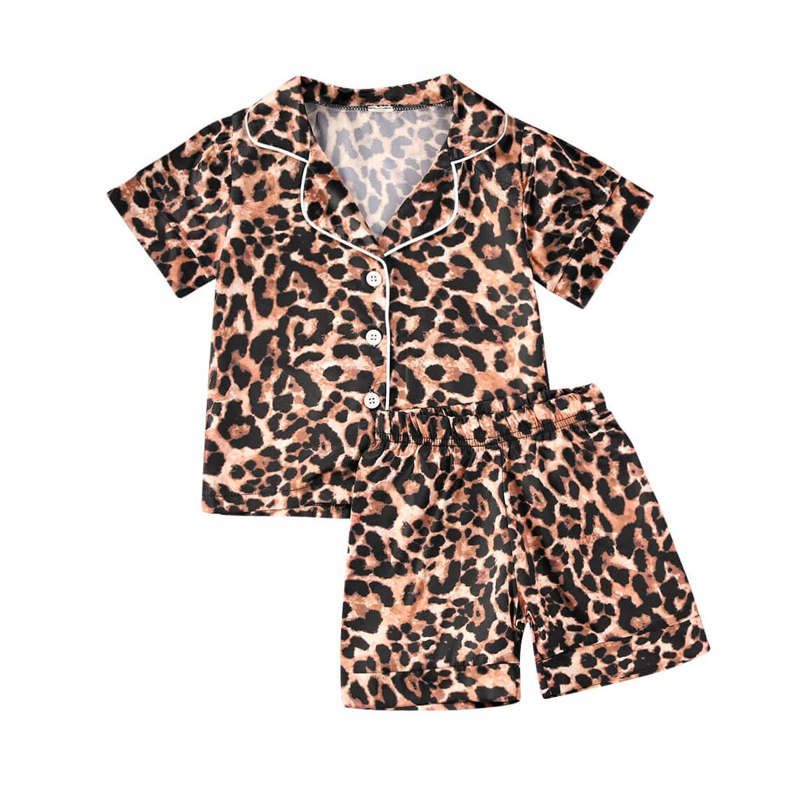 Short Sleeve Leopard Toddler Pajama Set - Wearebambino - 9 - 12 M - Short Sleeve Leopard Toddler Pajama Set