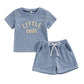 Short Sleeve Little Dude Toddler Set - Wearebambino - Blue - 9 - 12 M - Short Sleeve Little Dude Toddler Set