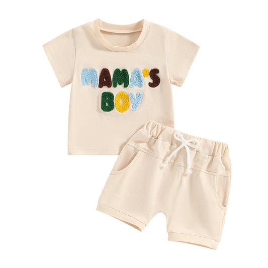 Short Sleeve Mama's Boy Baby Set - Wearebambino - 3 - 6 M - Short Sleeve Mama's Boy Baby Set