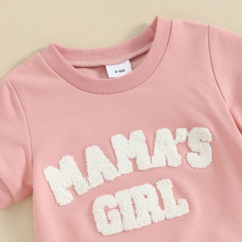 Short Sleeve Mama's Girl Baby Set - Wearebambino - Beige - 3 - 6 M - Short Sleeve Mama's Girl Baby Set