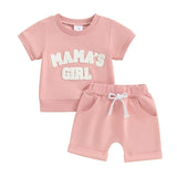 Short Sleeve Mama's Girl Baby Set - Wearebambino - Pink - 3 - 6 M - Short Sleeve Mama's Girl Baby Set