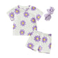 Short Sleeve Purple Floral Baby Set - Wearebambino - 3 - 6 M - Short Sleeve Purple Floral Baby Set