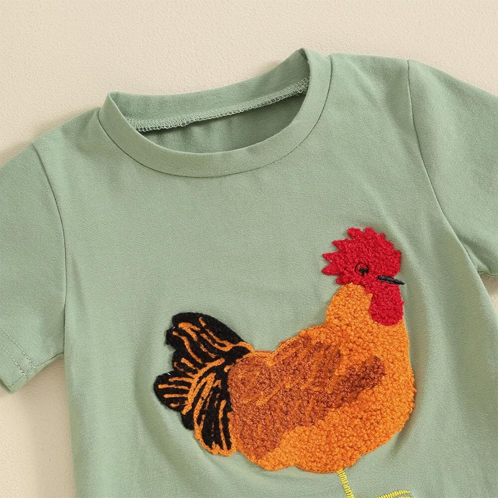 Short Sleeve Rooster Toddler Set - Wearebambino - 9 - 12 M - Short Sleeve Rooster Toddler Set