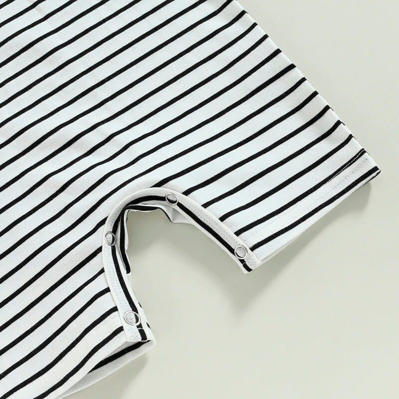 Short Sleeve Striped Baby Romper - Wearebambino - 0 - 3 M - Short Sleeve Striped Baby Romper