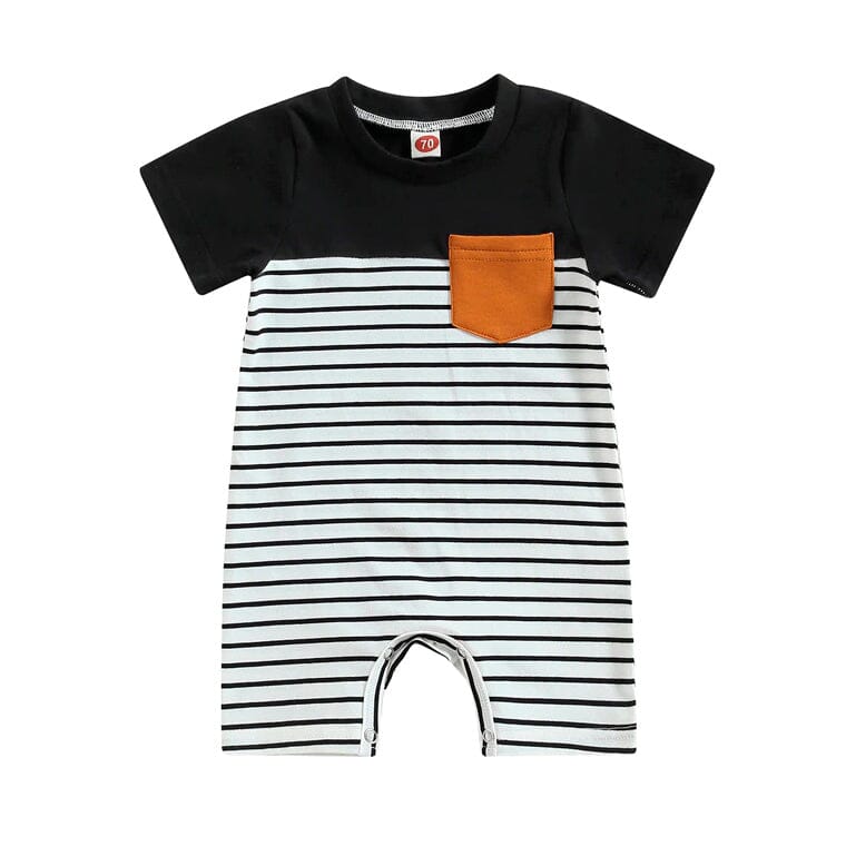 Short Sleeve Striped Romper - Wearebambino - 0 - 3 M - Short Sleeve Striped Romper