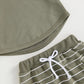 Short Sleeve Striped Shorts Toddler Set - Wearebambino - Gray - 3 - 6 M - Short Sleeve Striped Shorts Toddler Set