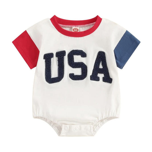 Short Sleeve USA Baby Bodysuit - Wearebambino - 0 - 3 M - Short Sleeve USA Baby Bodysuit