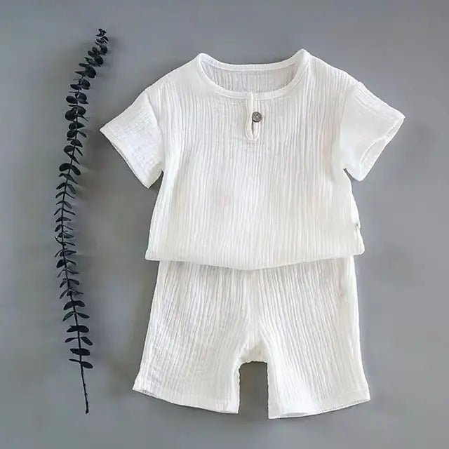 Simple Pleasures Tee & Shorts Set - Wearebambino - Creamy - 12 - 24 M - Simple Pleasures Tee & Shorts Set