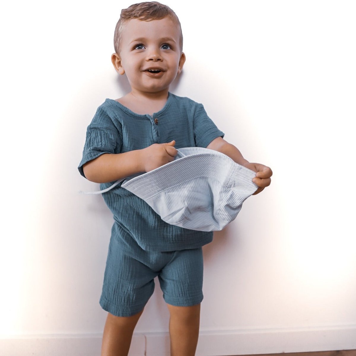 Simple Pleasures Tee & Shorts Set - Wearebambino - Blue - 12 - 24 M - Simple Pleasures Tee & Shorts Set