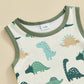 Sleeveless Dino Baby Romper - Wearebambino - 0 - 3 M - Sleeveless Dino Baby Romper