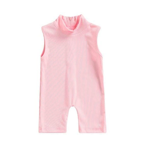 Sleeveless High Neck Toddler Jumpsuit - Wearebambino - Pink - 3 - 6 M - Sleeveless High Neck Toddler Jumpsuit