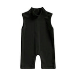 Sleeveless High Neck Toddler Jumpsuit - Wearebambino - Black - 3 - 6 M - Sleeveless High Neck Toddler Jumpsuit