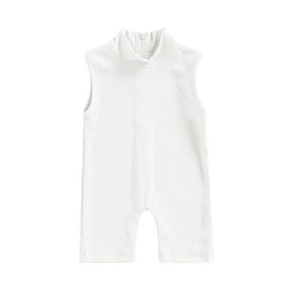 Sleeveless High Neck Toddler Jumpsuit - Wearebambino - White - 3 - 6 M - Sleeveless High Neck Toddler Jumpsuit