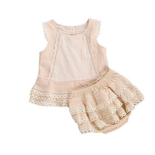 Sleeveless Lace Toddler Set - Wearebambino - 9 - 12 M - Sleeveless Lace Toddler Set