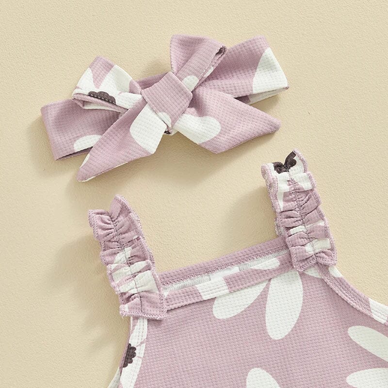 Sleeveless Lavender Floral Baby Set - Wearebambino - 3 - 6 M - Sleeveless Lavender Floral Baby Set