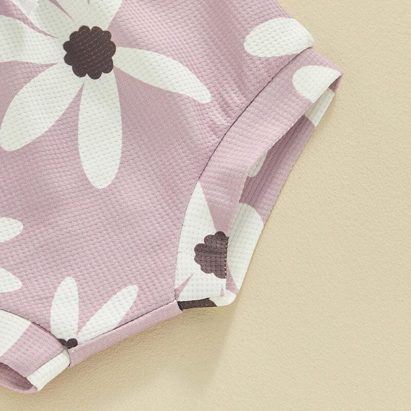 Sleeveless Lavender Floral Baby Set - Wearebambino - 3 - 6 M - Sleeveless Lavender Floral Baby Set