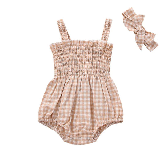 Sleeveless Plaid Baby Romper - Wearebambino - 0 - 3 M - Sleeveless Plaid Baby Romper