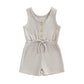 Sleeveless Ribbed Solid Toddler Romper - Wearebambino - Beige - 9 - 12 M - Sleeveless Ribbed Solid Toddler Romper