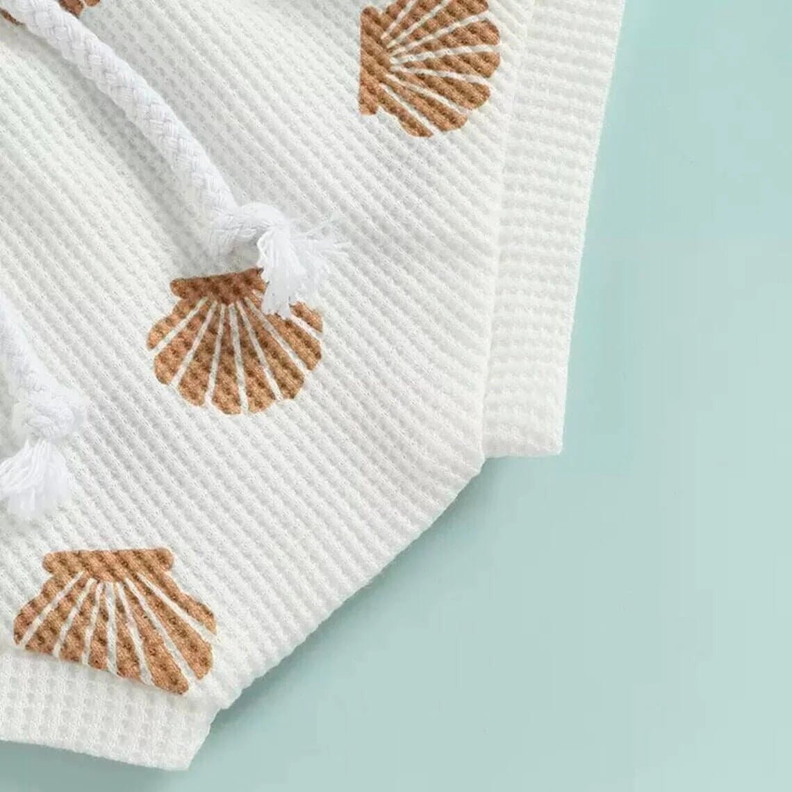 Sleeveless Seashell Waffle Baby Set - Wearebambino - 0 - 3 M - Sleeveless Seashell Waffle Baby Set