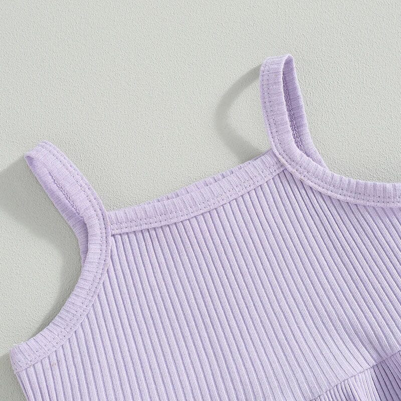 Sleeveless Solid Ruffled Baby Set - Wearebambino - Purple - 3 - 6 M - Sleeveless Solid Ruffled Baby Set