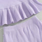 Sleeveless Solid Ruffled Baby Set - Wearebambino - Purple - 3 - 6 M - Sleeveless Solid Ruffled Baby Set