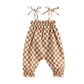 Sleeveless Straps Checkered Baby Jumpsuit - Wearebambino - 3 - 6 M - Sleeveless Straps Checkered Baby Jumpsuit