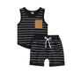 Sleeveless Striped Pocket Baby Set - Wearebambino - Black - 3 - 6 M - Sleeveless Striped Pocket Baby Set