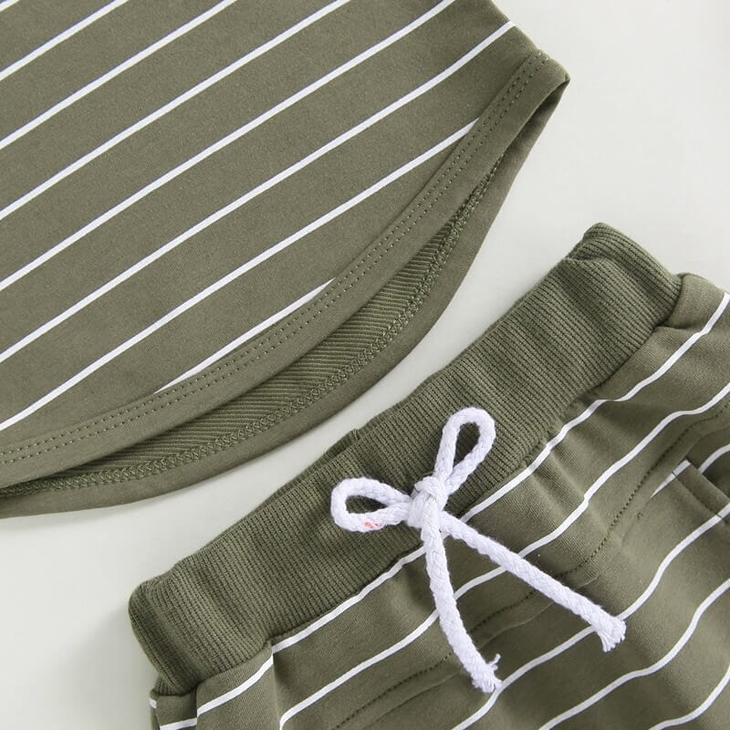 Sleeveless Striped Pocket Baby Set - Wearebambino - Gray - 3 - 6 M - Sleeveless Striped Pocket Baby Set