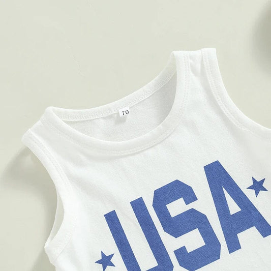 Sleeveless USA Baby Set - Wearebambino - 3 - 6 M - Sleeveless USA Baby Set