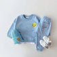 Smiley Print Kids Tracksuit Set for boys - Wearebambino - Sky blue - 6 - 12 M - Smiley Print Kids Tracksuit Set for boys