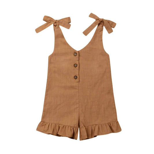 Solid Boho Toddler Romper - Wearebambino - Brown - 2T - Solid Boho Toddler Romper