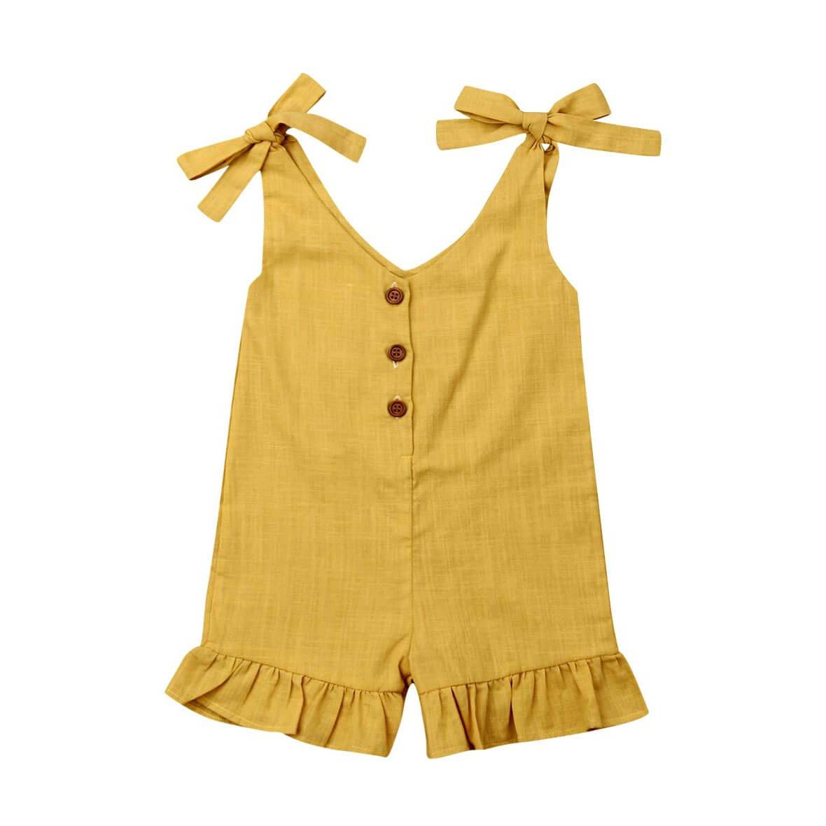 Solid Boho Toddler Romper - Wearebambino - Yellow - 2T - Solid Boho Toddler Romper