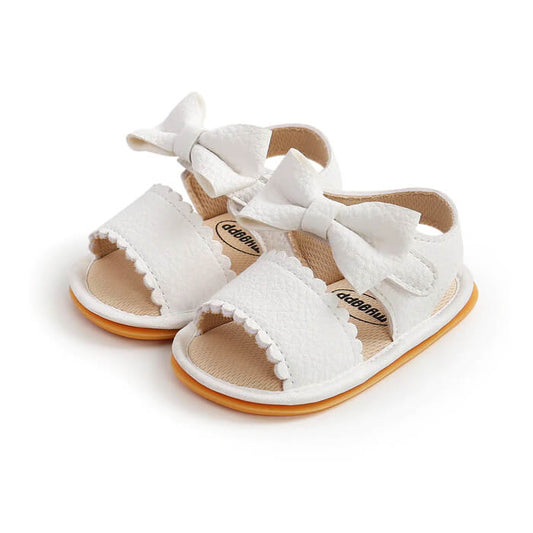 Solid Bow Baby Sandals - Wearebambino - White - 1 - Solid Bow Baby Sandals