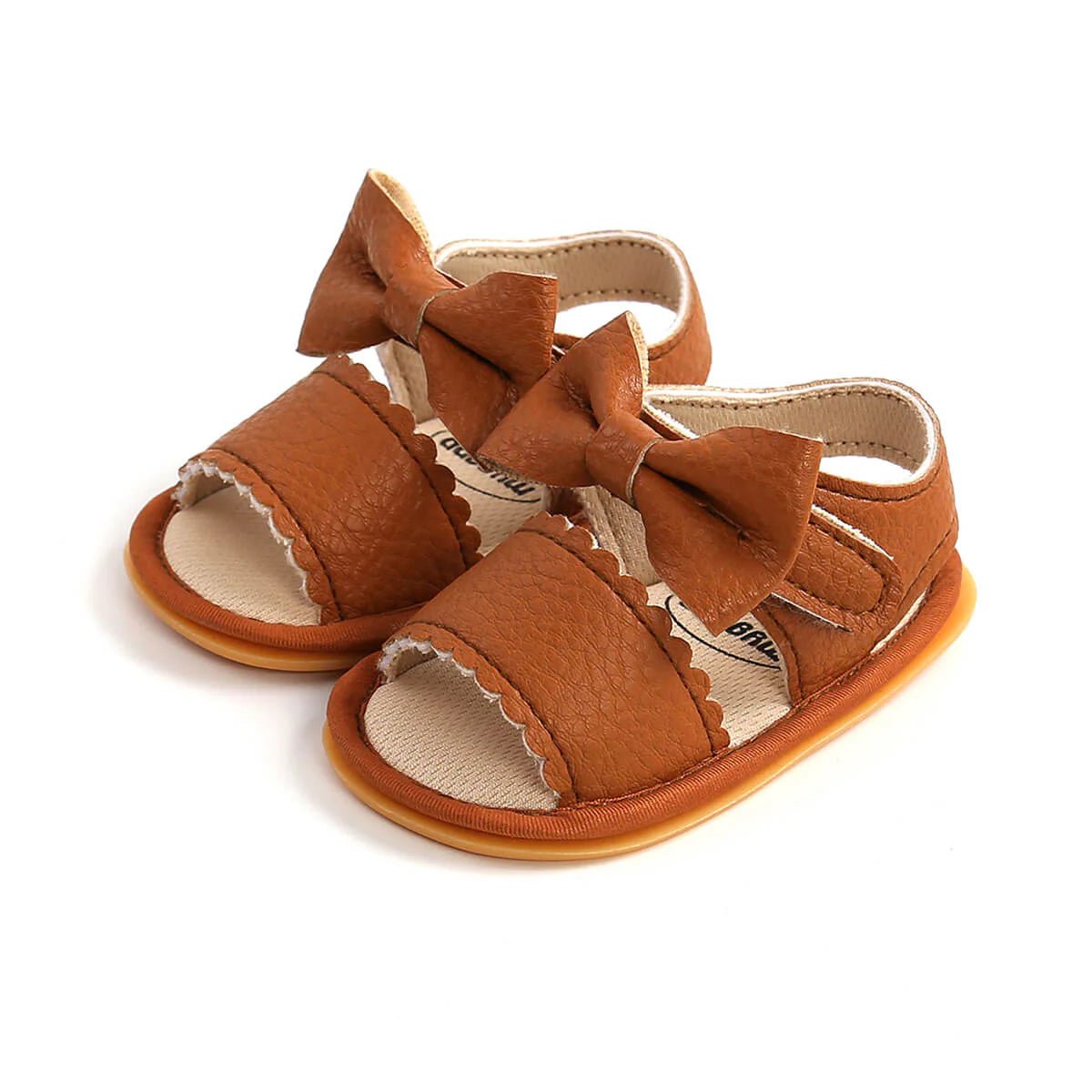 Solid Bow Baby Sandals - Wearebambino - Brown - 1 - Solid Bow Baby Sandals