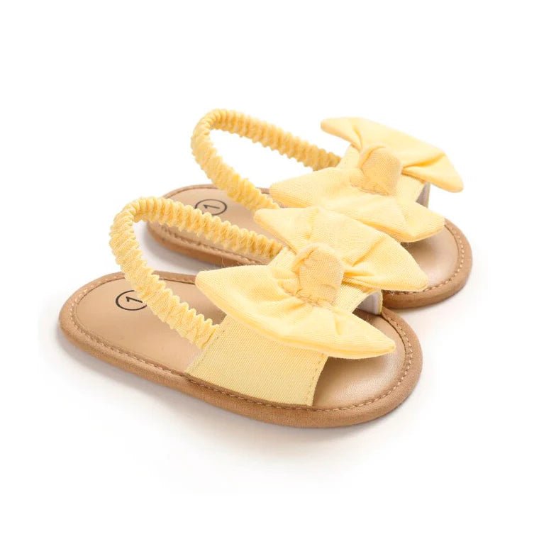 Solid Bowknot Baby Sandals - Wearebambino - Yellow - 1 - Solid Bowknot Baby Sandals