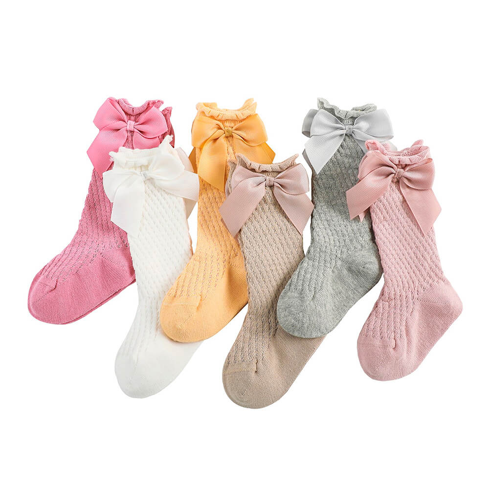 Solid Bowknot Socks - Wearebambino - Dusty Pink - 0 - 12 M - Solid Bowknot Socks