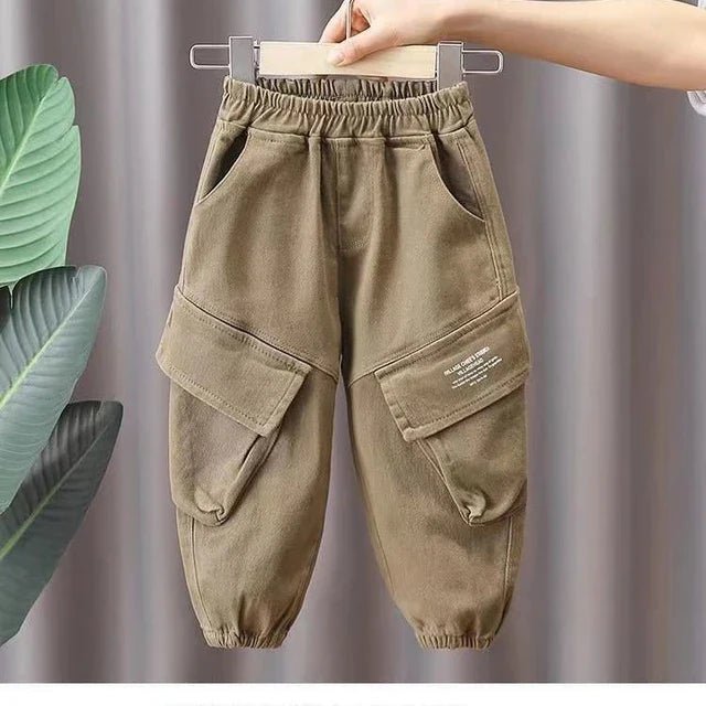 Solid Cargo Pants for Young Children - Wearebambino - Khaki Cargo Pants - 3T - Solid Cargo Pants for Young Children