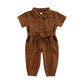 Solid Collar Toddler Jumpsuit - Wearebambino - Brown - 12 - 18 M - Solid Collar Toddler Jumpsuit