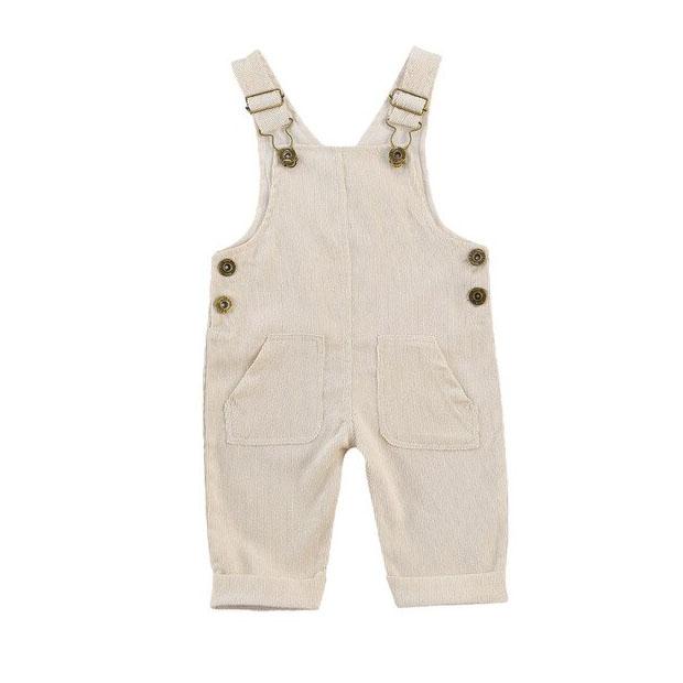 Solid Corduroy Baby Jumpsuit - Wearebambino - Beige - 3 - 6 M - Solid Corduroy Baby Jumpsuit