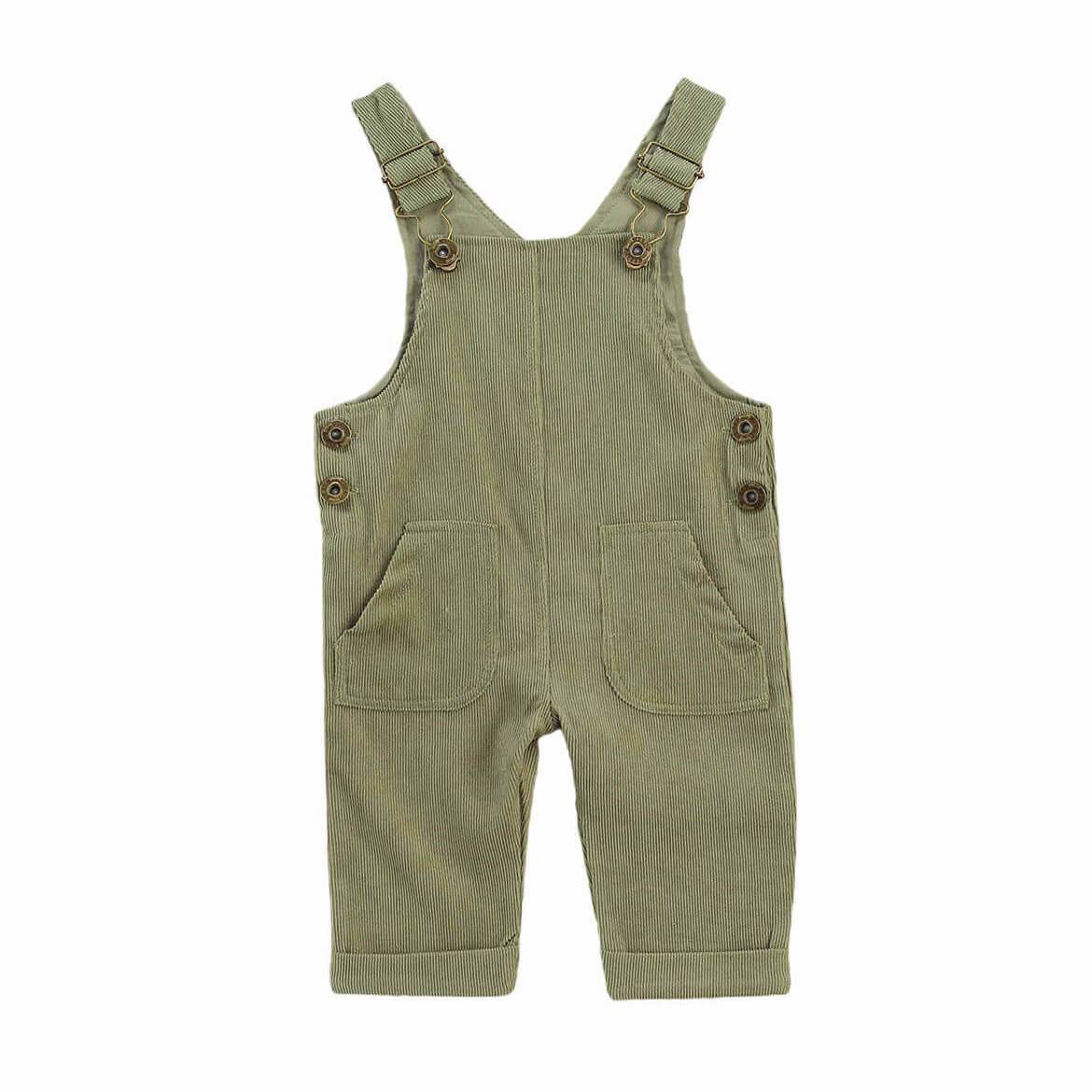 Solid Corduroy Baby Jumpsuit - Wearebambino - Green - 3 - 6 M - Solid Corduroy Baby Jumpsuit