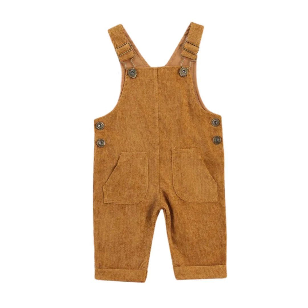 Solid Corduroy Baby Jumpsuit - Wearebambino - Brown - 3 - 6 M - Solid Corduroy Baby Jumpsuit