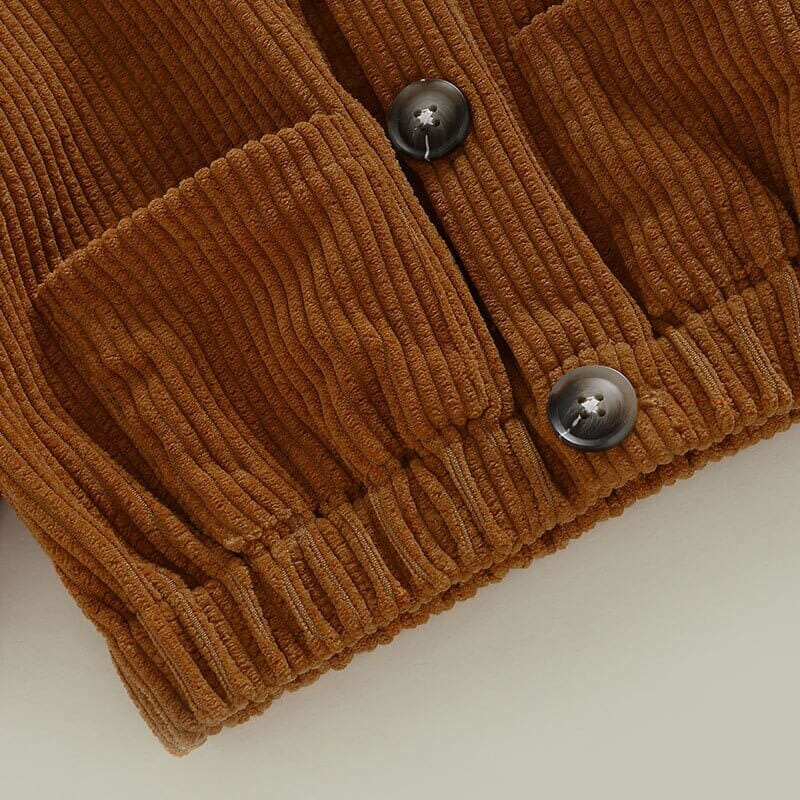 Solid Corduroy Hooded Toddler Jacket - Wearebambino - Brown - 9 - 12 M - Solid Corduroy Hooded Toddler Jacket