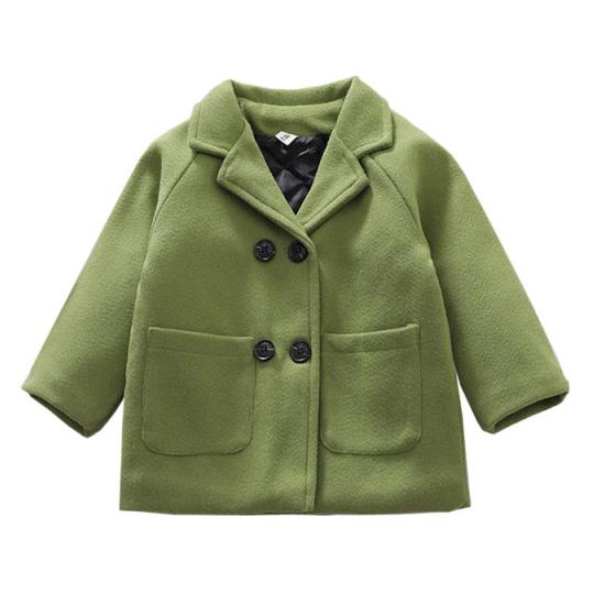 Solid Double Breasted Toddler Jacket - Wearebambino - Green - 3T - Solid Double Breasted Toddler Jacket