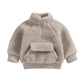 Solid Fluffy Pocket Baby Jacket - Wearebambino - 3 - 6 M - Solid Fluffy Pocket Baby Jacket